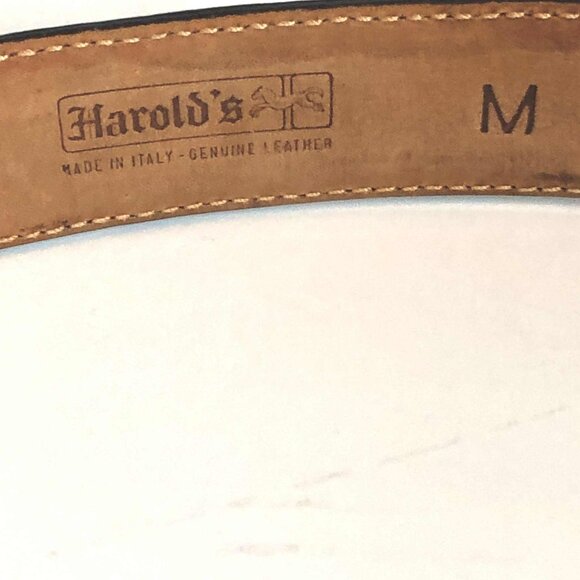 Y2K HAROLD'S Sienna Alligator Emboss Leather Belt Silver Buckle Made in Italy M - Picture 5 of 5